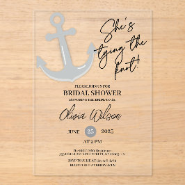 Invitaciones Acrílicas Anchor Tying the Knot Nautical Bridal Shower 