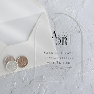Invitaciones Acrílicas ANDREA Simple Arch Boda Moderna Save the Date