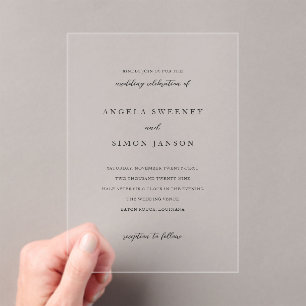 Invitaciones Acrílicas Angela Simple Elegant Wedding
