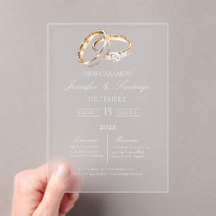 Invitaciones Acrílicas Anillo de boda acrílico español
