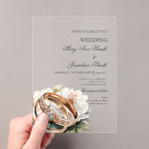 Invitaciones Acrílicas anillo de boda acrílico floral boda 
