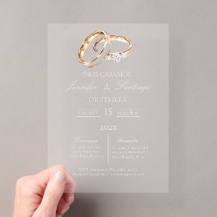 Invitaciones Acrílicas anillo de boda de acrílico español