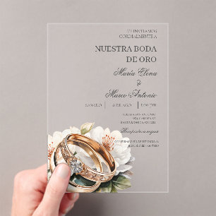 Invitaciones Acrílicas Anillo de boda floral acrílico boda 