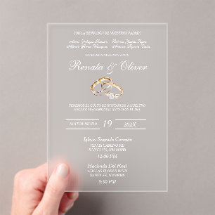 Invitaciones Acrílicas anillo de diamante boda acrílico