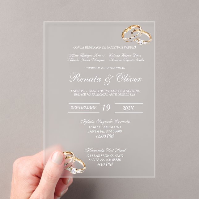 Invitaciones Acrílicas anillo de diamante boda acrílico (Insitu (portátil))