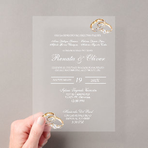 Invitaciones Acrílicas Anillo de diamante de boda acrílico
