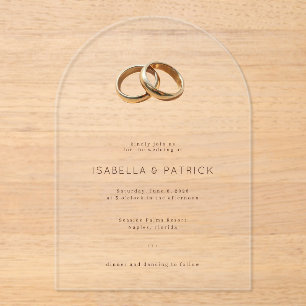 Invitaciones Acrílicas Anillos de boda de crema elegantes