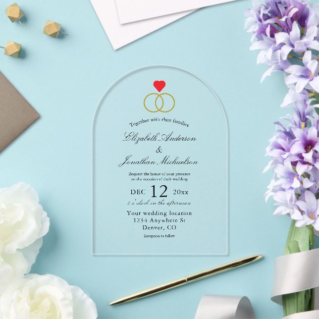 Invitaciones Acrílicas Anillos Entrelazados Boda (Insitu (Boda))