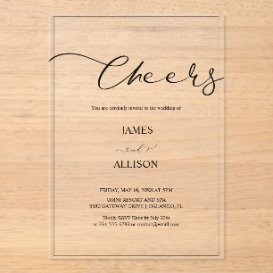 Invitaciones Acrílicas animadores Boda elegante Minimalista simple