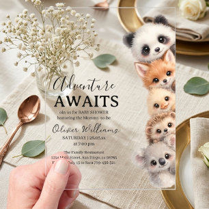 Invitaciones Acrílicas Animales adorables del bosque Baby Shower