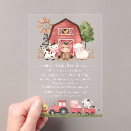 Invitaciones Acrílicas Animales de granja, Animales lindos, Granero, Prim