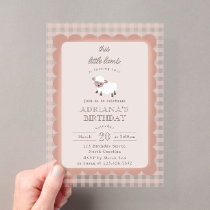 Invitaciones Acrílicas Animales de granja de corderos Fiesta Chicas Cumpl