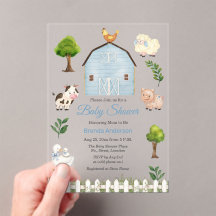 Animales de granja en acuarela Baby Shower