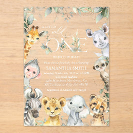 Invitaciones Acrílicas Animales de la jungla, Safari, Salvaje, Baby Showe