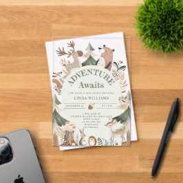 Invitaciones Acrílicas Animales de Woodland Adventure Awath Baby Ducha