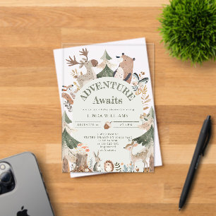Invitaciones Acrílicas Animales de Woodland Adventure Awath Baby Ducha