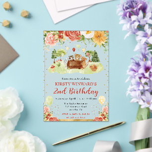 Invitaciones Acrílicas Animales del bosque en acuarela Cumpleaños de niño