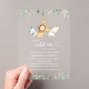 Invitaciones Acrílicas Animales safari, jungla, animales salvajes, Baby S