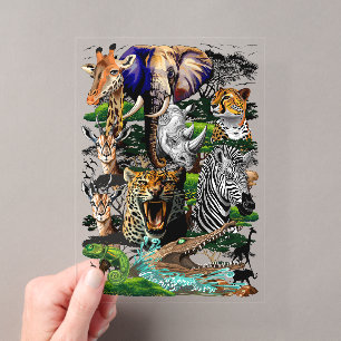 Invitaciones Acrílicas Animales salvajes de la sabana africana