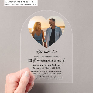 Invitaciones Acrílicas Aniversario de Bodas de 20 Años Foto