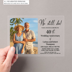 Invitaciones Acrílicas Aniversario de Bodas de 40 años Foto