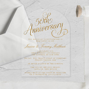 Invitaciones Acrílicas Aniversario de bodas de oro número 50