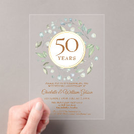 Invitaciones Acrílicas Aniversario de Bodas de Oro Quincuagésimo Laurel V
