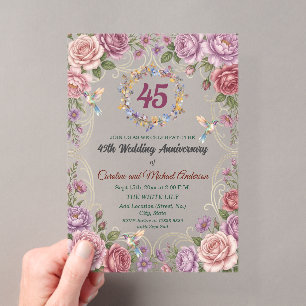 Invitaciones Acrílicas Aniversario de bodas de zafiro número 45 de colibr