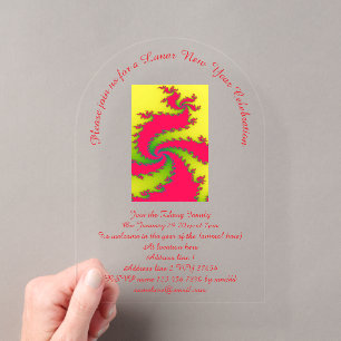 Invitaciones Acrílicas Año Nuevo Chino Dragón Fractal Año Nuevo Lunar