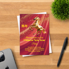 Invitaciones Acrílicas Año Nuevo Chino festivo personalizado rojo y dorad