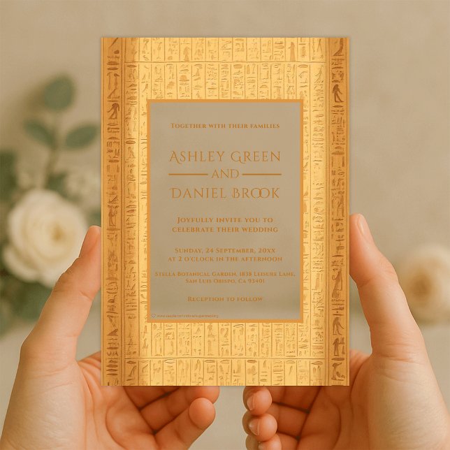 Invitaciones Acrílicas Antiguos motivos jeroglíficos Boda egipcio (Subido por el creador)