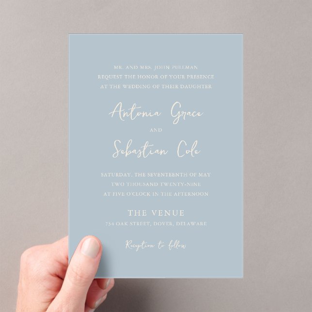 Invitaciones Acrílicas Antonia Powder Blue Elegant Wedding (Insitu (portátil))
