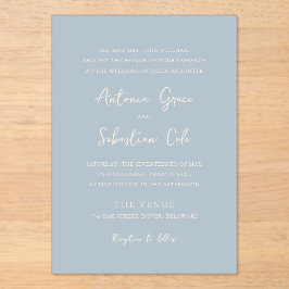 Invitaciones Acrílicas Antonia Powder Blue Elegant Wedding