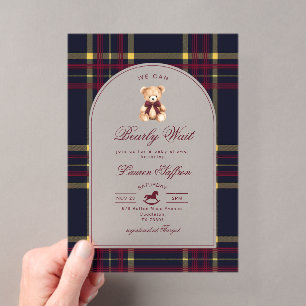 Invitaciones Acrílicas Apenas podemos esperar Teddy Bear Baby Shower