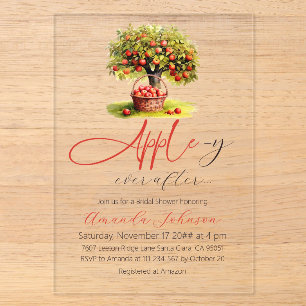 Invitaciones Acrílicas Apple-y Ever After Otoño Boda de Shower