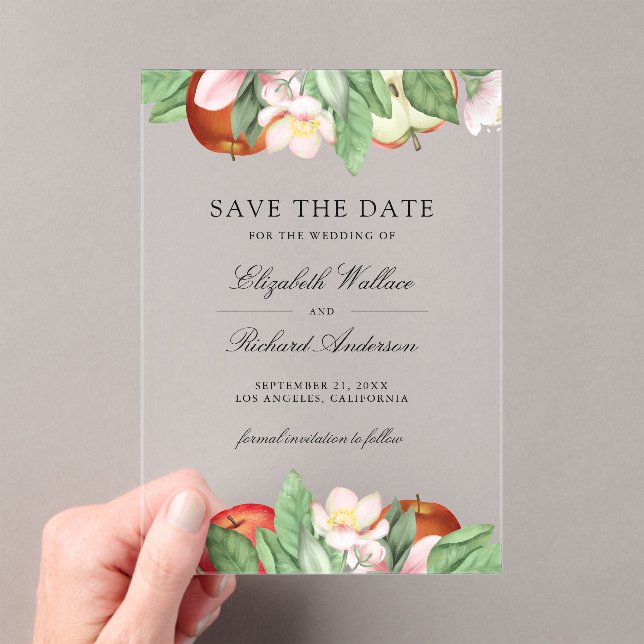 Invitaciones Acrílicas Appley Ever After Apple Wedding Save the Date (Insitu (portátil))