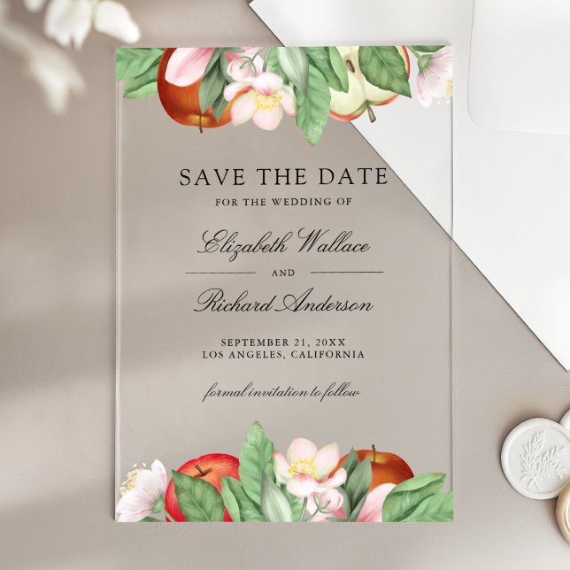 Invitaciones Acrílicas Appley Ever After Apple Wedding Save the Date (Subido por el creador)
