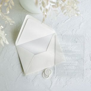 Invitaciones Acrílicas Apreciación de escritura minimalista azul marino y