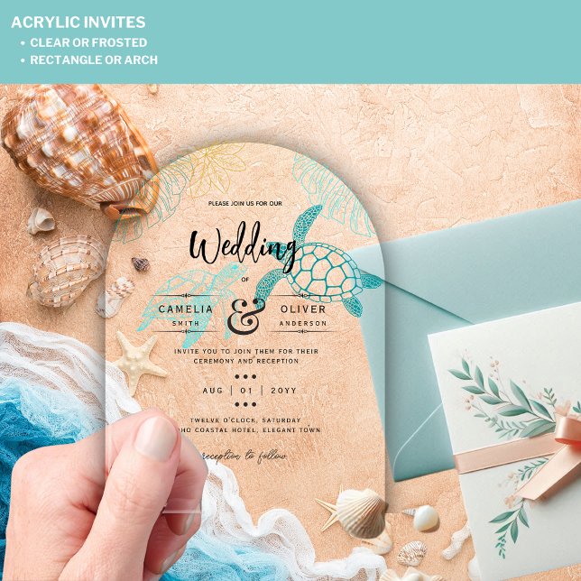 Invitaciones Acrílicas Aproximación ACRÍLICA Boda Playa Tortugas de mar (Subido por el creador)