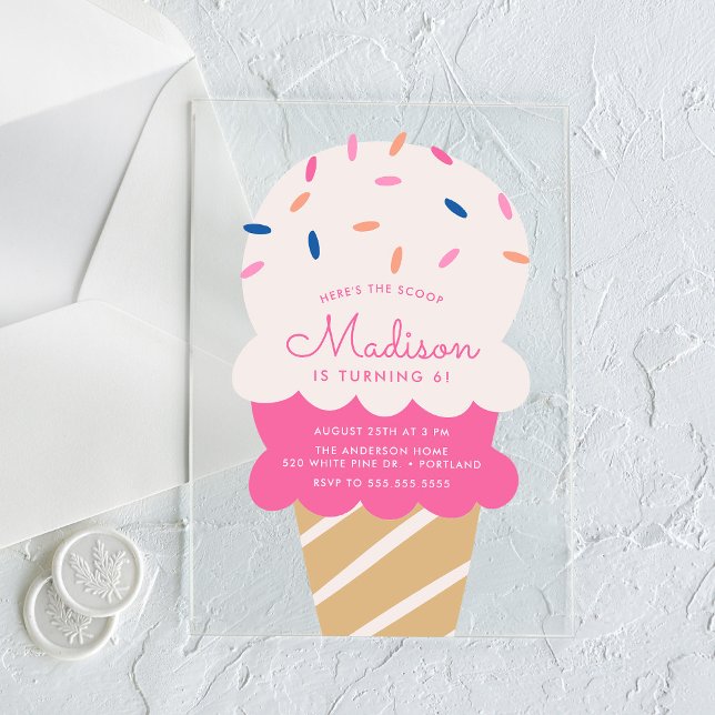 Invitaciones Acrílicas Aquí está la fiesta de cumpleaños del Crema de Hie (Subido por el creador)