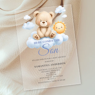 Invitaciones Acrílicas Aquí viene el hijo Fiesta de bebé