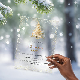 Invitaciones Acrílicas árbol de fiesta de Navidad nieve dibujado a mano e