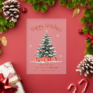 Invitaciones Acrílicas Árbol de Navidad Acrílico Simple Moderno Nevado