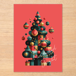 Invitaciones Acrílicas Árbol de Navidad Geométrico