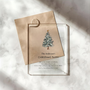Invitaciones Acrílicas Árbol de Navidad Moderno Fiesta de Acrílico