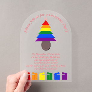 Invitaciones Acrílicas Árbol de Navidad y regalo personalizado de arcoíri