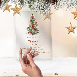 Invitaciones Acrílicas Árbol lazos rojos claros fiesta de Navidad de lujo