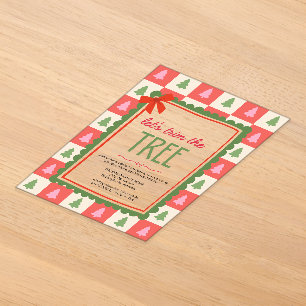 Invitaciones Acrílicas Árboles de Navidad divertidos y coloridos dibujado