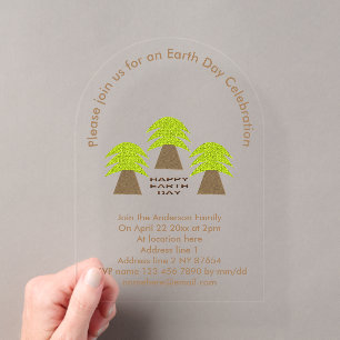Invitaciones Acrílicas Árboles del Día de la Tierra Personalizados