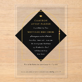 Invitaciones Acrílicas Arch Tassels Fiesta de posgrado Minimalista fotogr